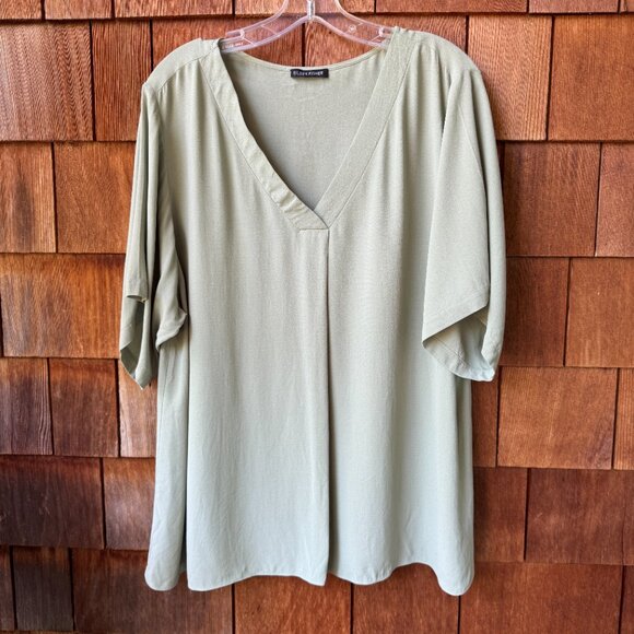 EUC Eileen Fisher Sea Green Short Sleeve Silk Georgette Crepe Tunic - X-Large - Picture 1 of 9